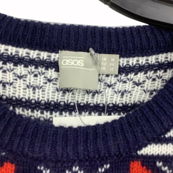 Asos holiday Size 12 Winter Snowflake Pullover Knit Sweater Top Crewneck NEW - Picture 3 of 6